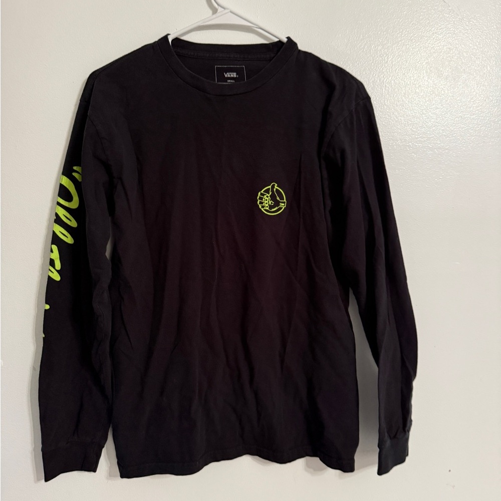 Vans Black and Green Long Sleeve Tee